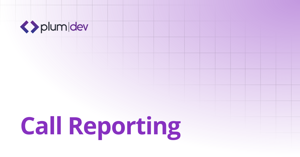Call Reporting | Plum DEV Documentation