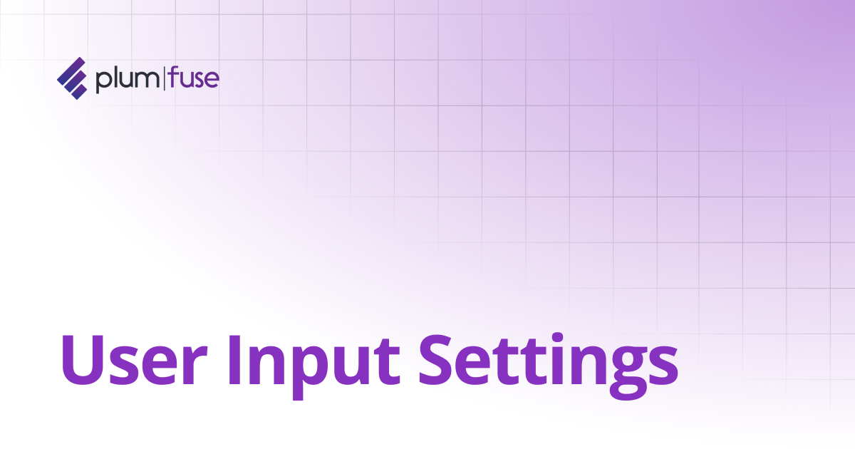 User Input Settings | Plum Fuse Documentation